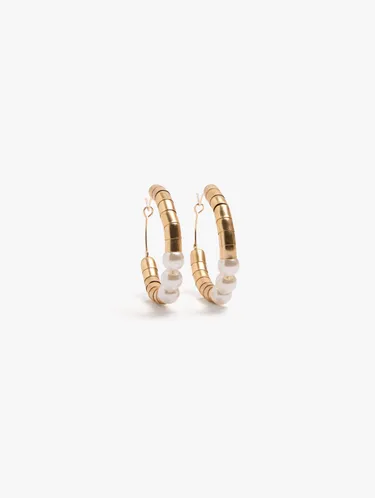 Tubular Hoop Earrings With Pearls 251147 — image 1