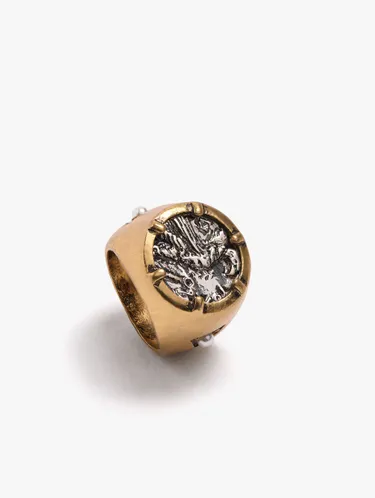 Bicolor Medal Ring With Pearl Detail 251176 — image 3