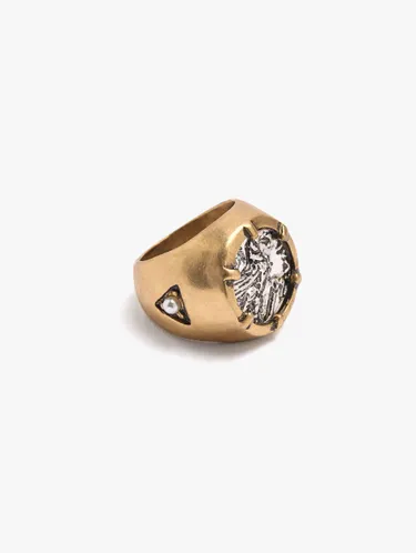 Bicolor Medal Ring With Pearl Detail 251176 — image 2