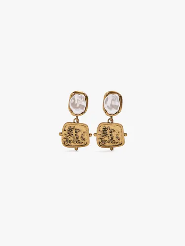 Pearl Earrings With Embossed Plate 251180 — image 1