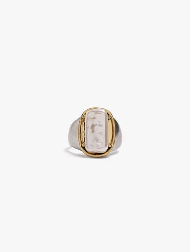 Bicolor Ring With Rectangular Pearl 251181 — image 1