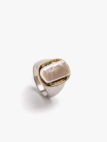 Bicolor Ring With Rectangular Pearl 251181 — image 3