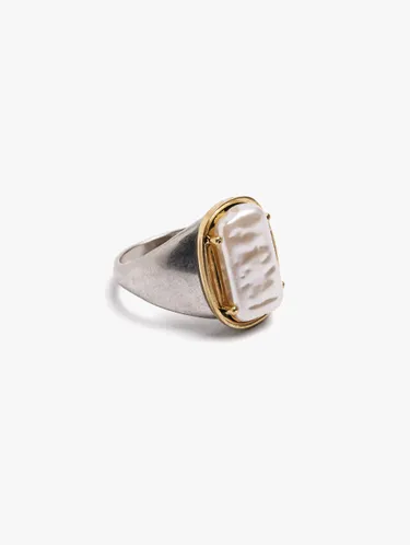 Bicolor Ring With Rectangular Pearl 251181 — image 2