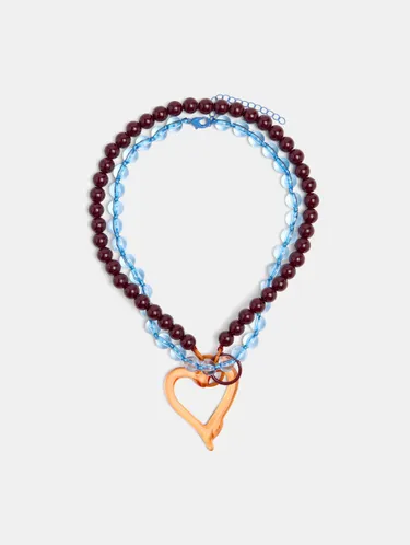 Set Of Beaded Necklaces With Heart Pendant 251683 — image 1