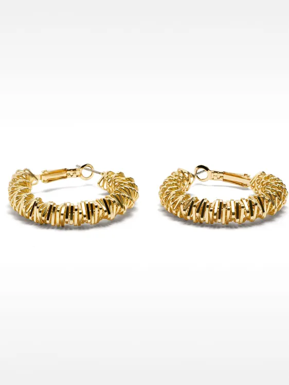 Golden Irregular Hoop Earrings 191889 — image 3