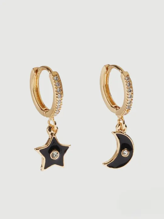 Small Hoop Earrings With Moon And Star 191459 — image 1