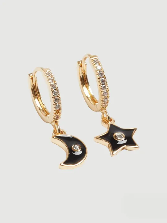 Small Hoop Earrings With Moon And Star 191459 — image 2
