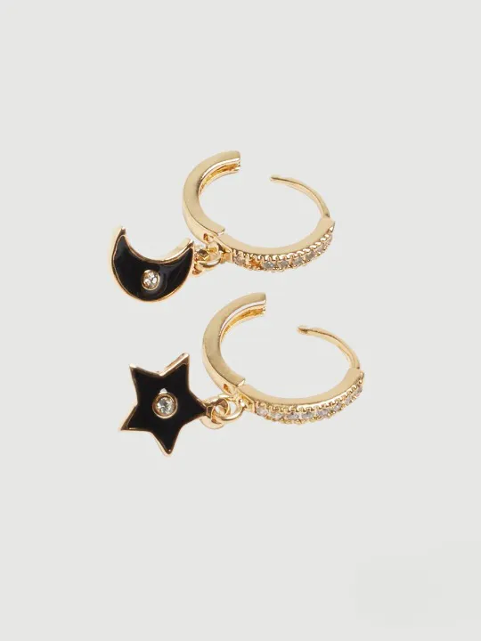Small Hoop Earrings With Moon And Star 191459 — image 3