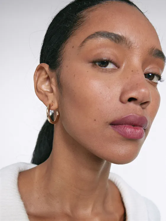Golden Hoop Earrings 215954 — image 1