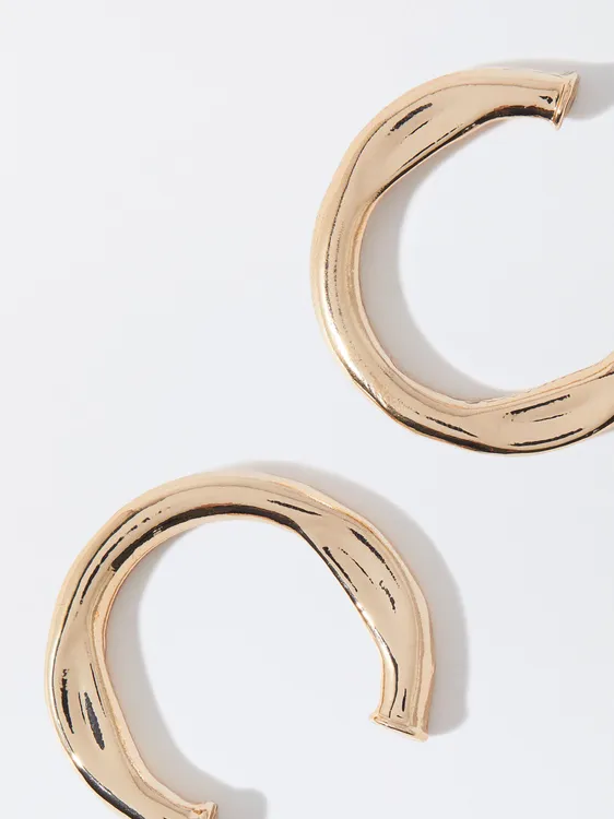 Golden Hoop Earrings 215954 — image 3