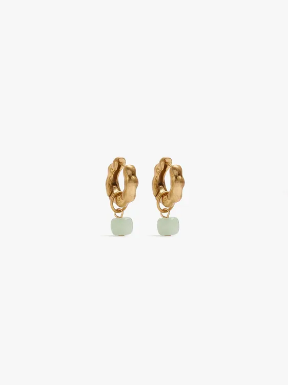 Irregular Hoop Earrings With Stone 227032 — image 1