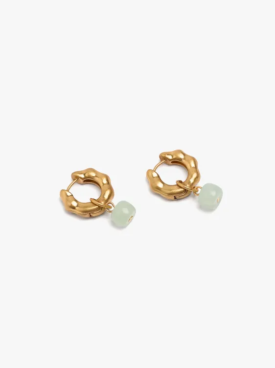 Irregular Hoop Earrings With Stone 227032 — image 2