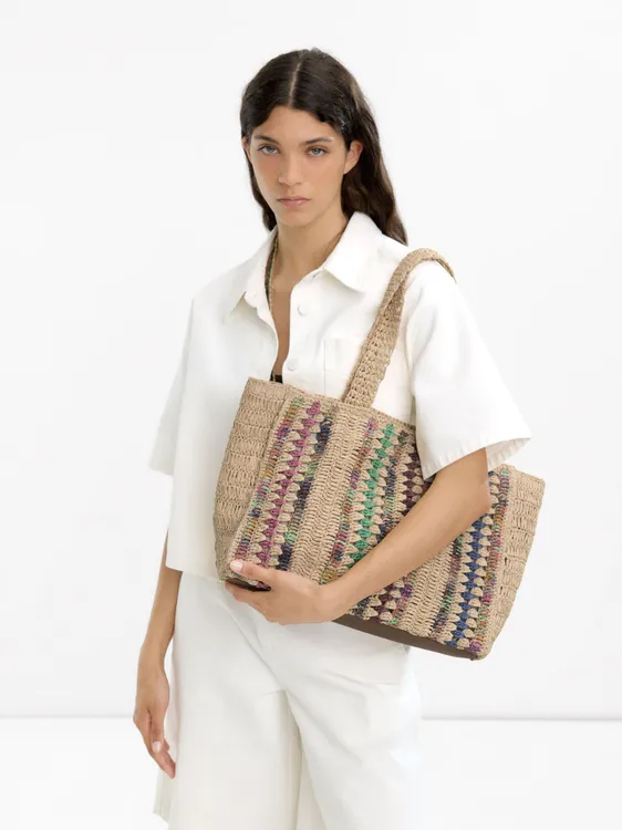 Multicolor Shopper Bag With Straw Effect 233206 — image 3