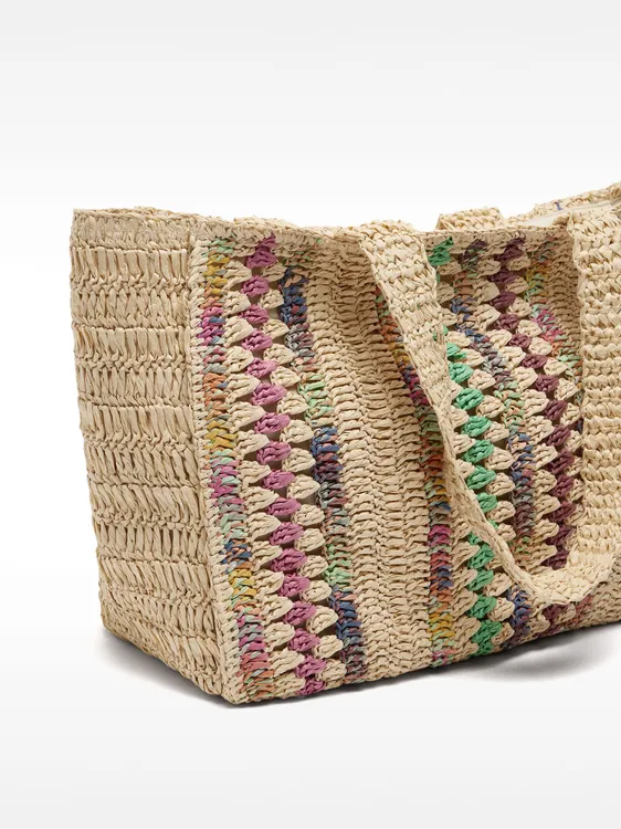 Multicolor Shopper Bag With Straw Effect 233206 — image 4