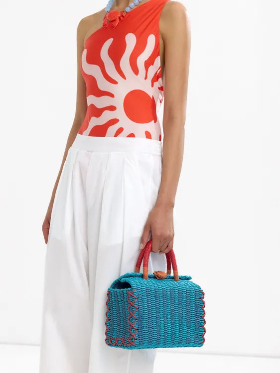 Straw-Effect Rectangular Tote Bag 234181 — image 1