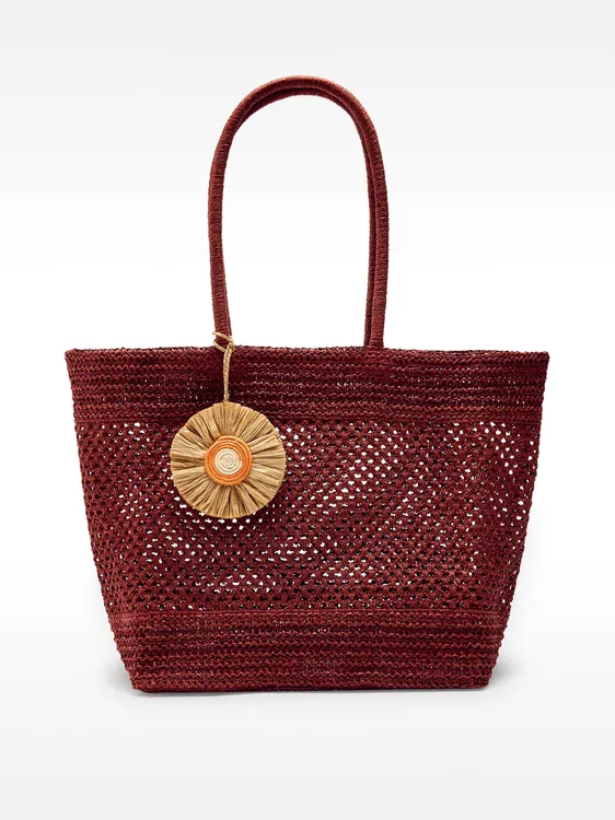 Straw-Effect Shopper Bag With Pendant 234564 — image 3