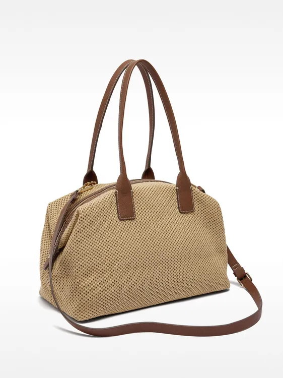 Straw-Effect Shopper Bag With Crossbody Bag Strap 234658 — image 4