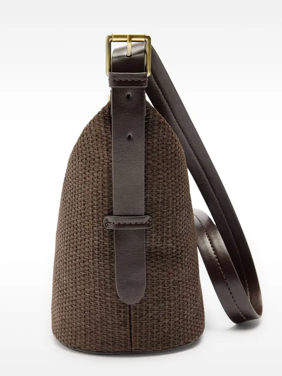 Shoulder Bag With Straw Effect And Pendant 234787 — image 4