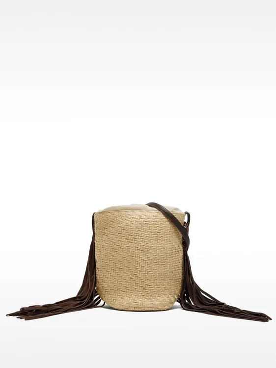 Bucket Bag Of Raffia With Leather Fringes 235242 — image 1