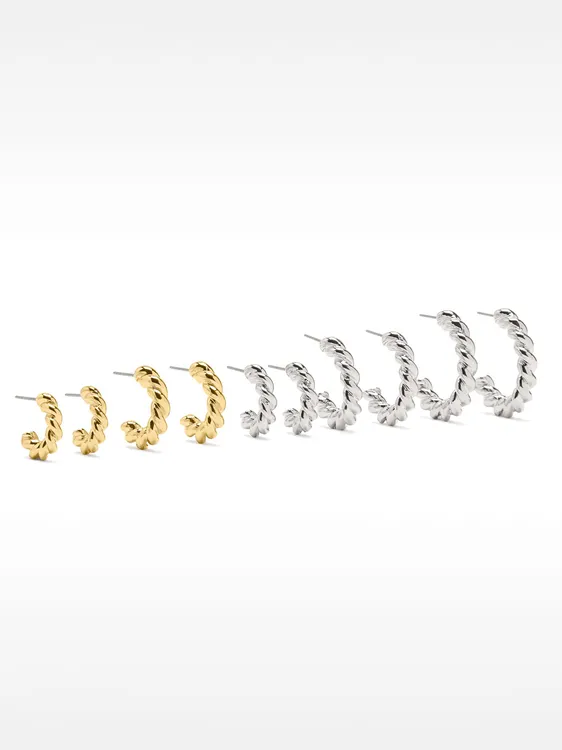 Set Of Hoop Earrings With Braided Design 237500 — image 2