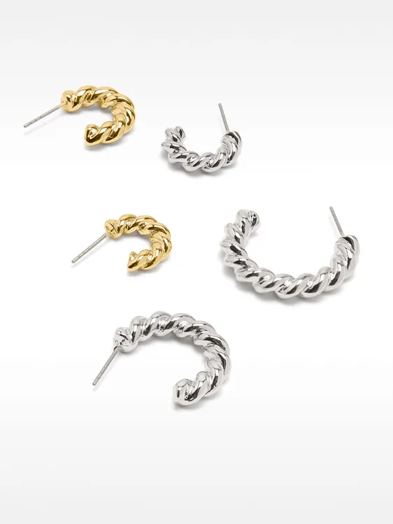 Set Of Hoop Earrings With Braided Design 237500 — image 1