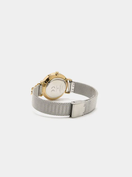 Bicolor Watch With Metallic Mesh And Charm 241838 — image 2