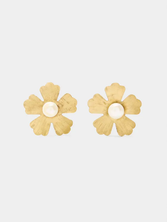 Flower Earrings With Freshwater Pearls 242734 — image 2