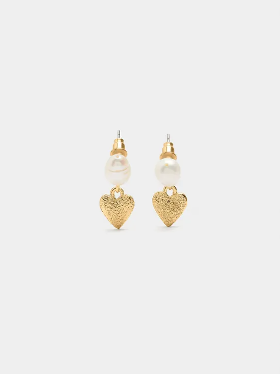 Heart Earrings With Freshwater Pearls 242739 — image 2
