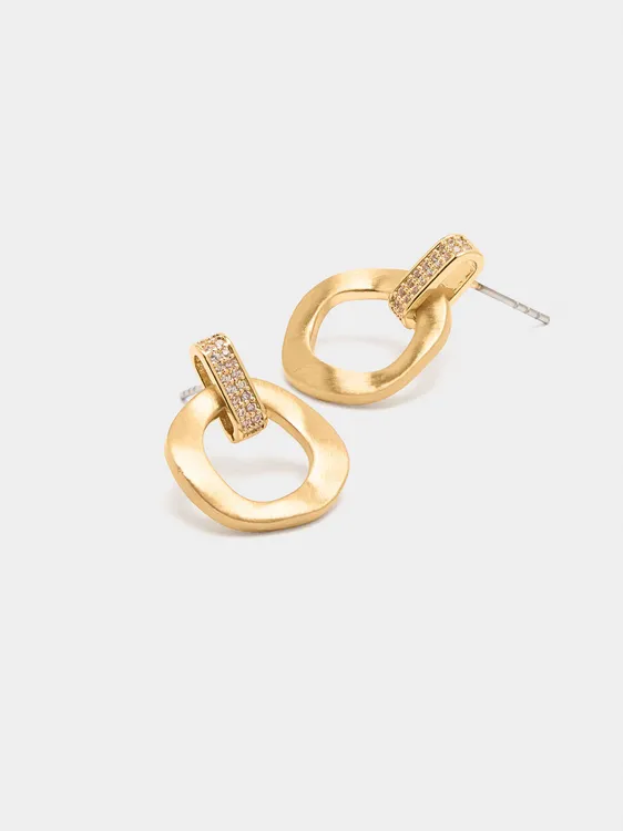 Irregular Hoop Earrings With Cubic Zirconia 242770 — image 1