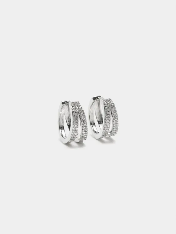 Double Hoop Earrings With Zirconia 242821 — image 2