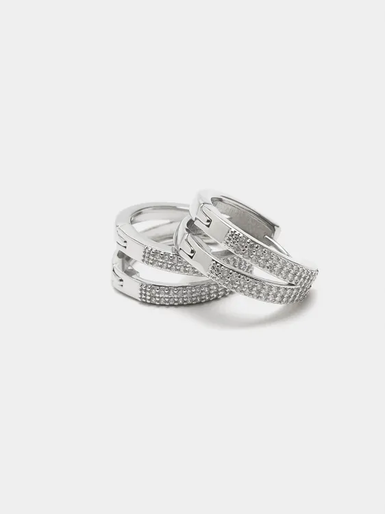 Double Hoop Earrings With Zirconia 242821 — image 1