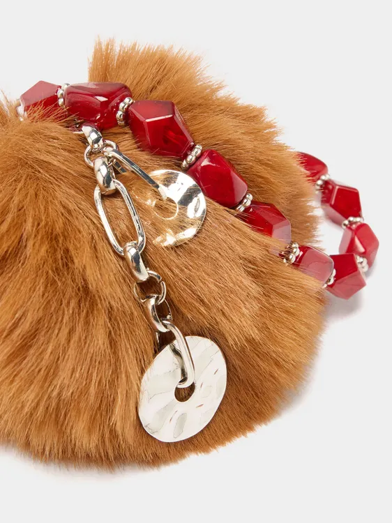 Keychain Charm Pompom With Faceted Beads 243101 — image 1