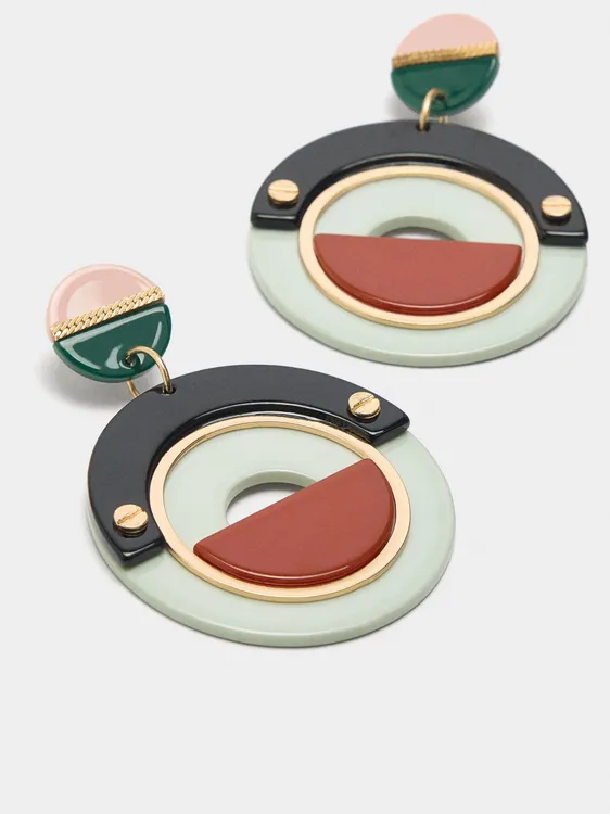 Round Earrings With Resin 244181 — image 3
