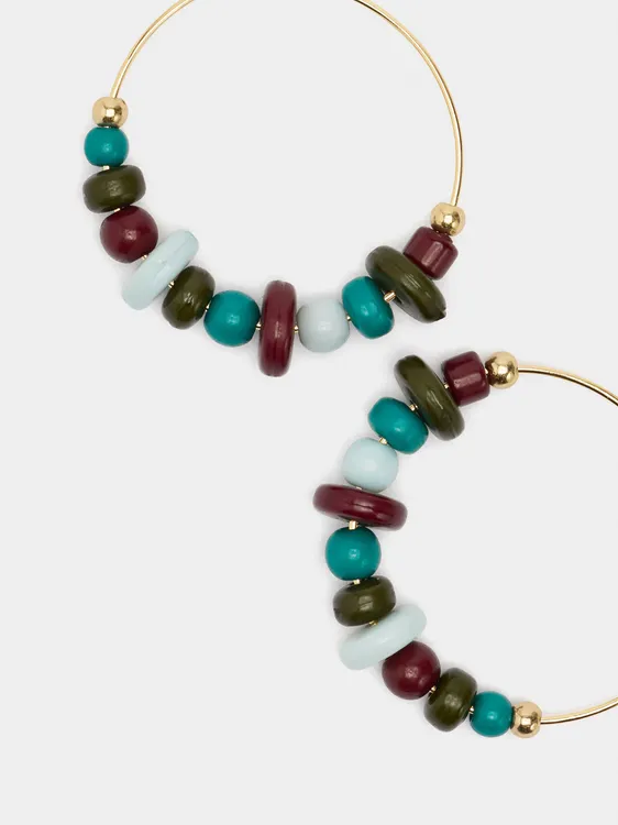 Hoop Earrings With Multicolor Beads 245025 — image 1