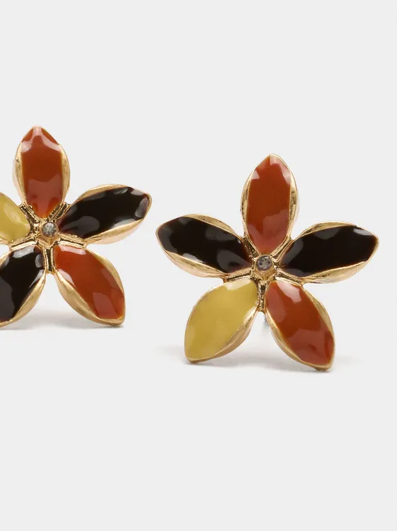 Flower Earrings With Multicolor Enamel 245057 — image 1