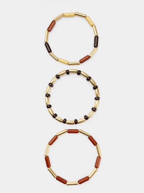 Set Of Elastic Bracelets With Cylindrical Beads 245161 — image 3