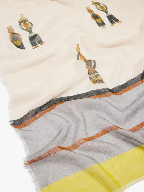 Printed Scarf With Linen Blend 245474 — image 3