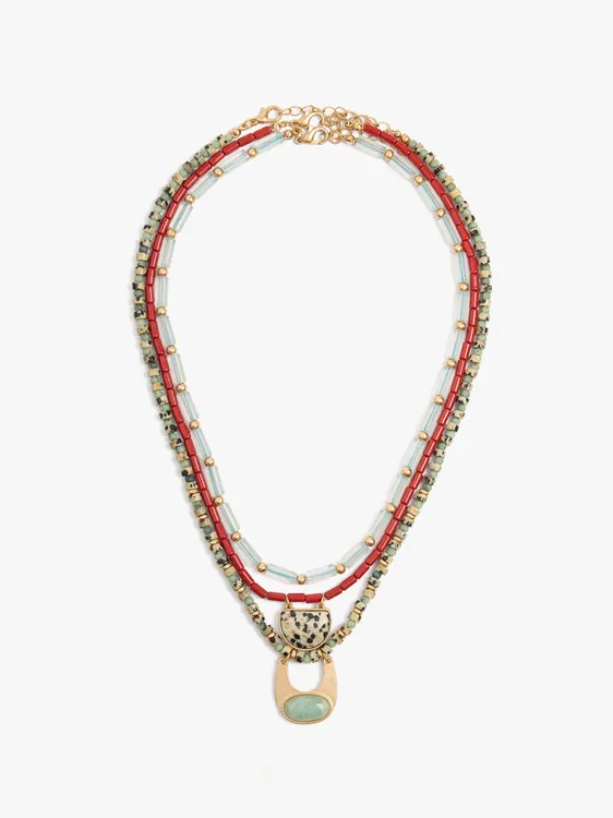 Set Of Necklaces With Stone Beads 245570 — image 1