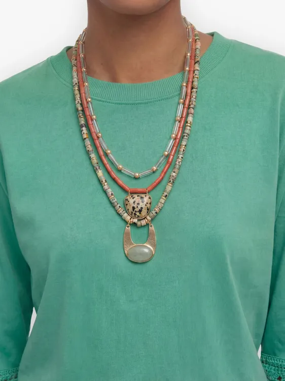 Set Of Necklaces With Stone Beads 245570 — image 3