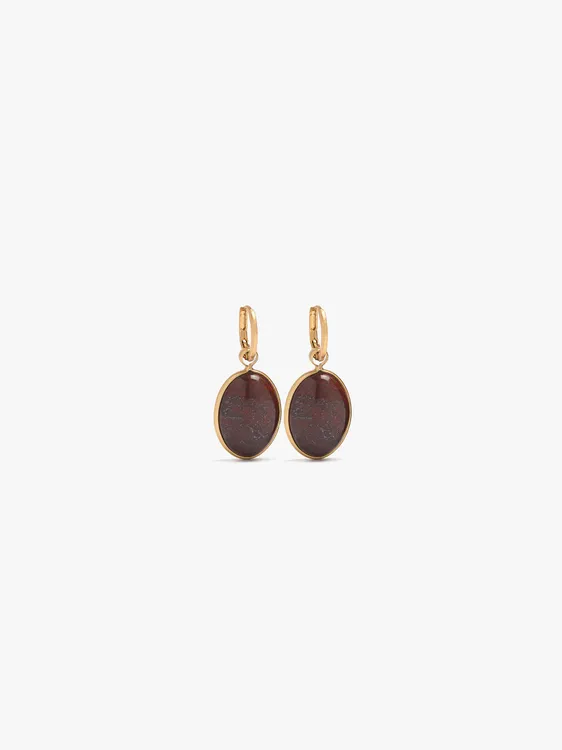 Hoop Earrings With Oval Stone Pendant 245637 — image 2
