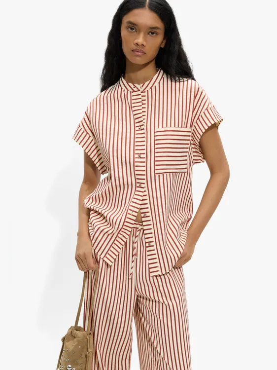 Mandarin Collar Shirt With Stripes 245679 — image 1