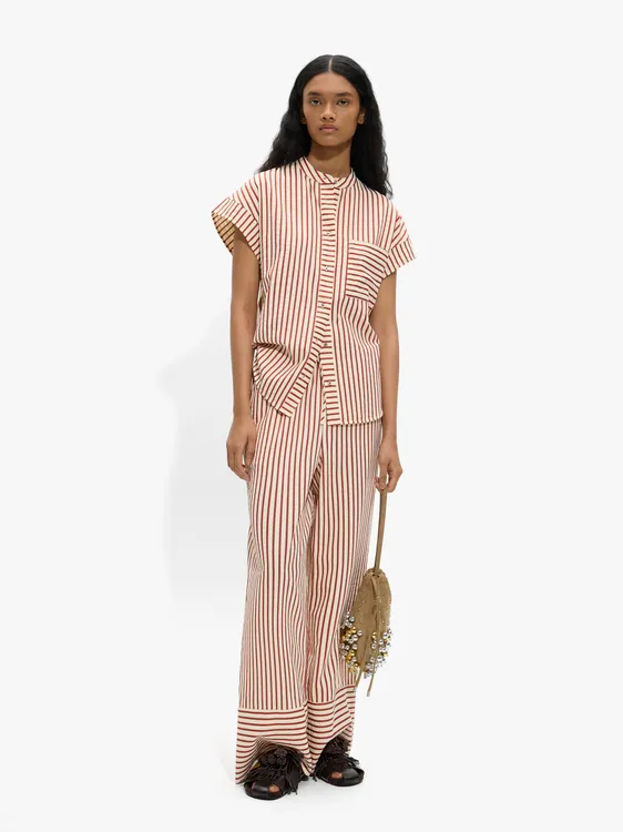 Mandarin Collar Shirt With Stripes 245679 — image 3