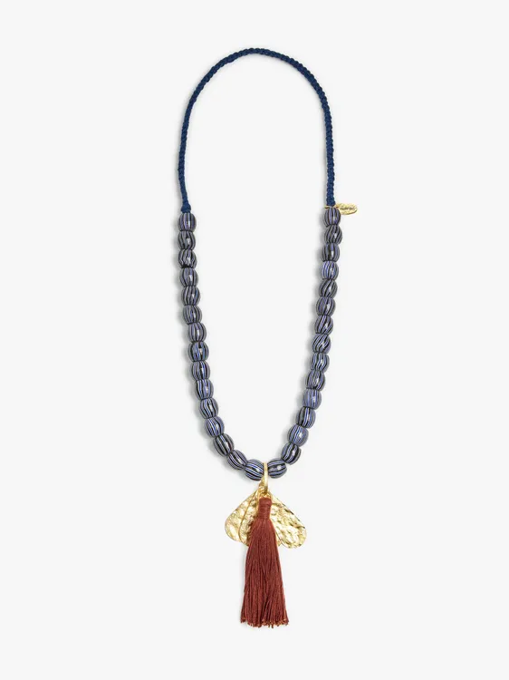 Necklace With Glass Beads With Tassel Pendant 246407 — image 1