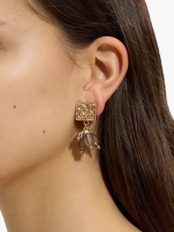 Square Earrings With Beads 246414 — image 3