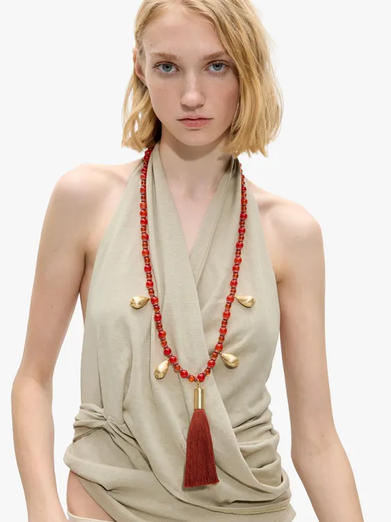 Long Necklace With Glass Beads And Tassel 246475 — image 3