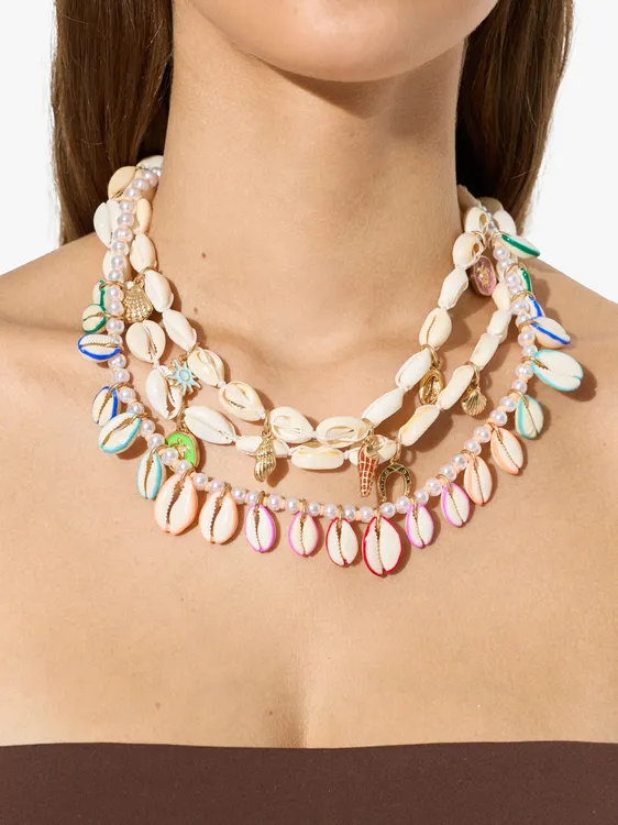 Short Multi-Collar Of Shells With Multicolor Enamel 247091 — image 2