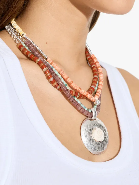 Multi-Collar Beads Of Stone And Pendant With Shell 247715 — image 2