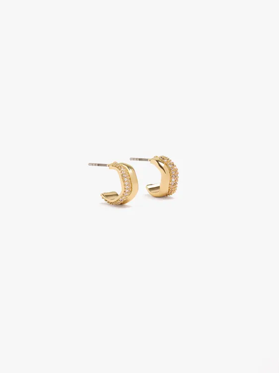 Wavy Hoop Earrings With Cubic Zirconia 247736 — image 1