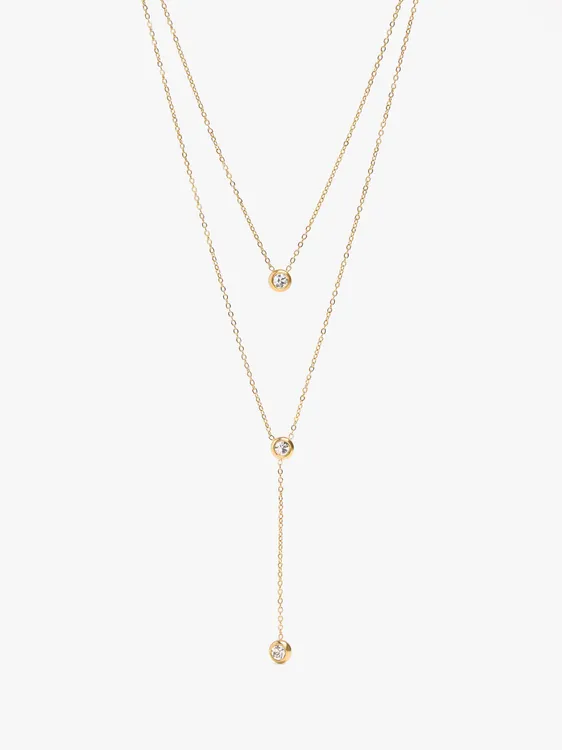 Double Necklace With Crystals - Stainless Steel 247835 — image 1