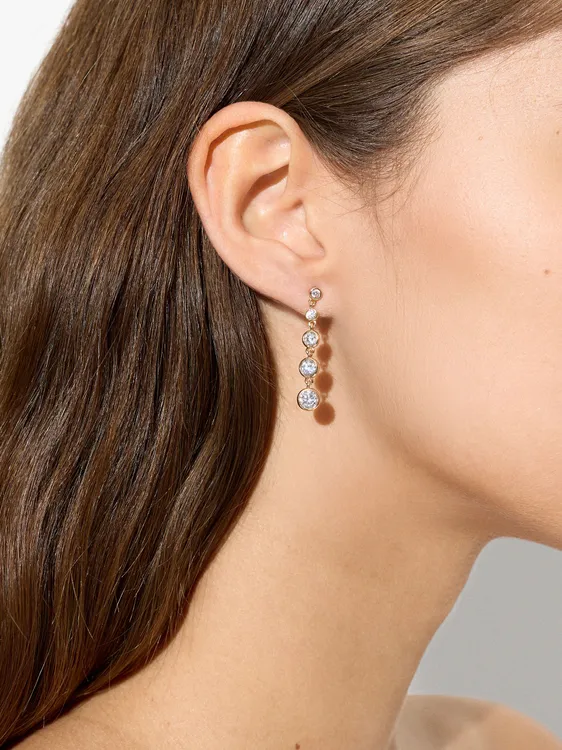 Long Double Earrings With Cubic Zirconia 247872 — image 3